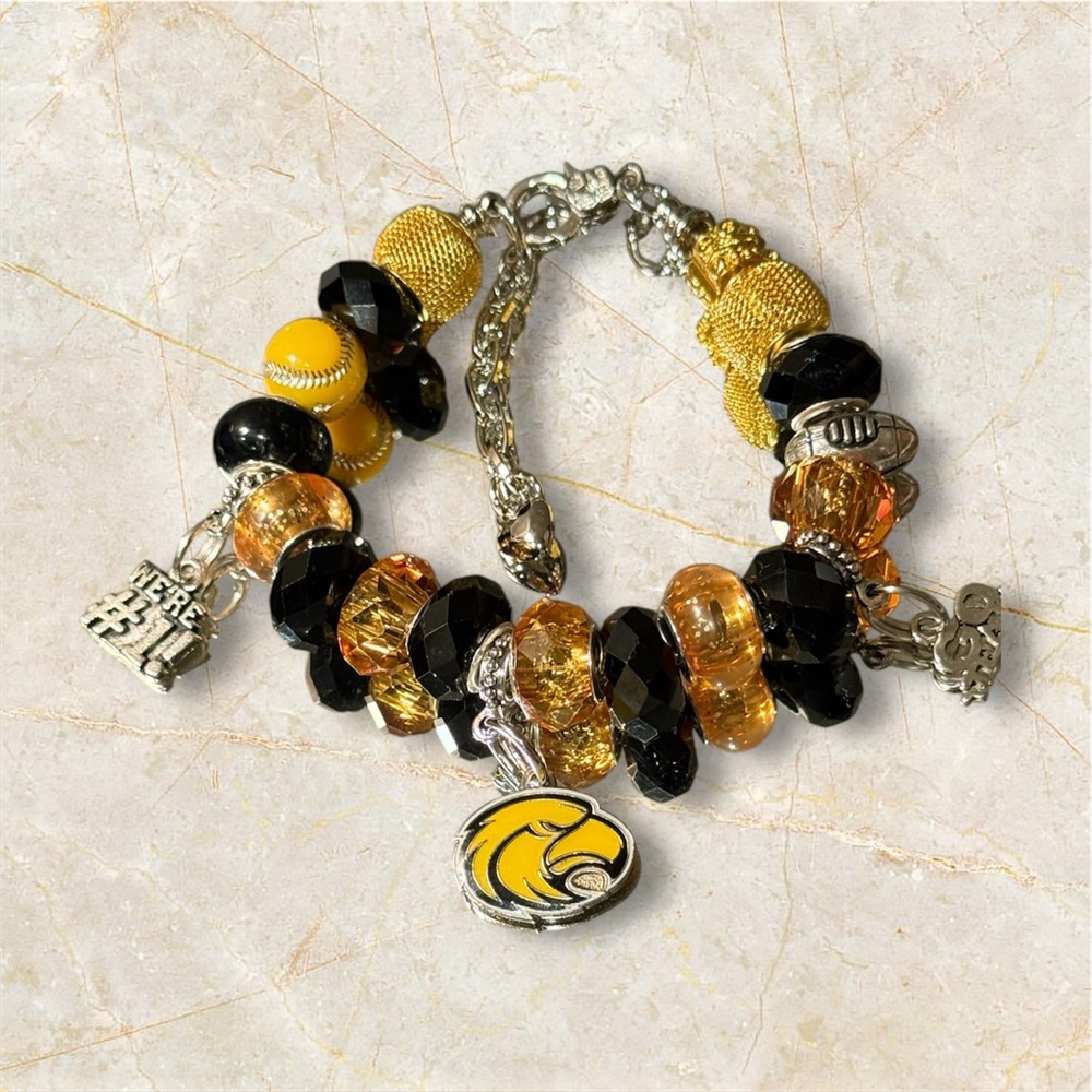 University Of Southern Mississippi Beaded Charm Bracelet - NCAA, Golden Eagles